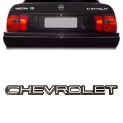 Emblema 'CHEVROLET' - Chevrolet Omega / Vectra 1994/1996 - Cromado / Fundo Preto