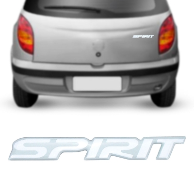 Emblema 'SPIRIT' - Chevrolet Celta / Corsa 2003/2006 - Transparente / Contorno Prata / Resinado