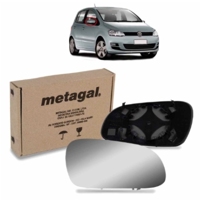 Espelho Do Retrovisor Com Base Vw Fox 03/10 Lado Direito Metalizado
