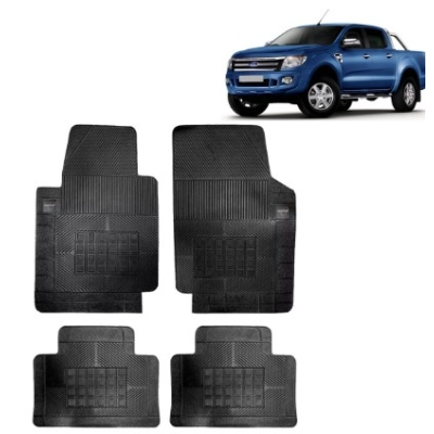 Tapete Borracha Da Cabine Ford Ranger Após 2012 Cabine Dupla Preto 4 Peças