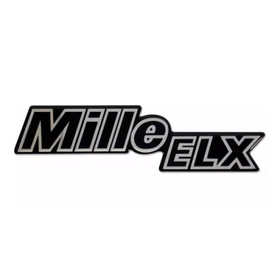 Emblema 'Mille ELX' - Fiat Uno Mille ELX 1994/1997 - Cromado / Fundo Preto / Resinado