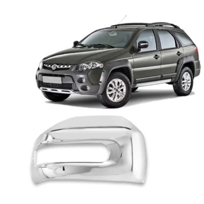Capa Para Retrovisor - Fiat Strada Adventure Locker 2008/2019 / Palio Weekend Locker 2009/2016 / Idea Locker 2008/2010 - Cromado / Lado Esquerdo