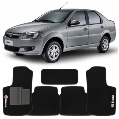 Tapete Personalizado Fiat Siena Após 2013 - Preto