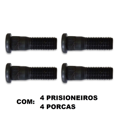 Prisioneiro (Estojo) De Roda - Ford Courier / Fiesta / KA / Ecosport - Kit Com 4 Peças - (4 Estojo / 4 Porcas)