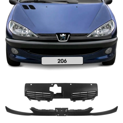 Grade Frontal Do Radiador - Peugeot 206 1999/2011 - Preta / Modelo Original