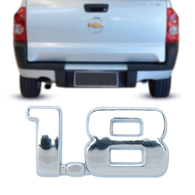 Emblema '1.8' - Chevrolet Montana 2004/2010 / Corsa 2002/2009 - Cromado