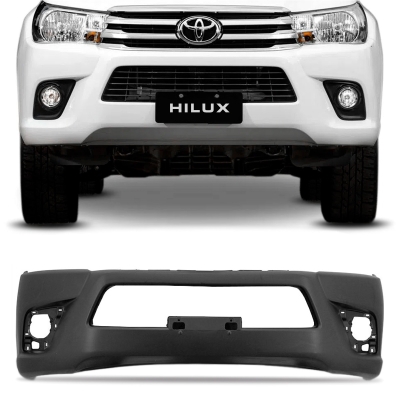 Parachoque Envolvente Dianteiro Toyota Hilux Cabine Dupla / Preto Liso Sem Grade Com E sem Furo - 2015/2018