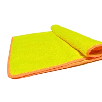 Pano Microfibra 40x60 Amarelo Com Costura Laranja Auto 350gsm