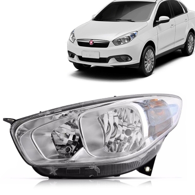 Farol Máscara Cromada | Fiat Siena 2012/2021 - Lado Direito