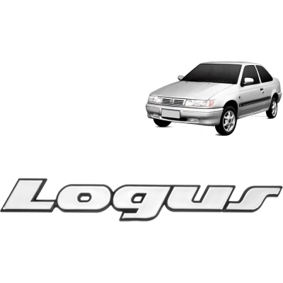 Emblema 'Logus' - Volkswagen Logus 1990/2000 - Cromado / Fundo Preto