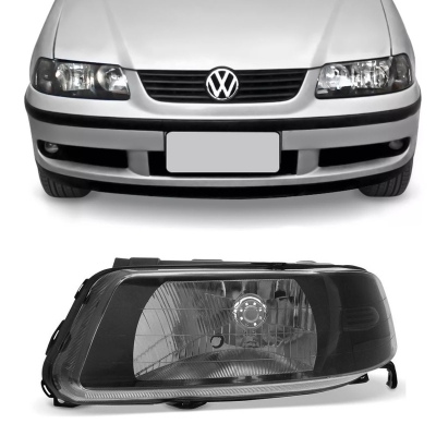 Farol Simples Máscara Negra Com Defletor | Vw Gol, Parati, Saveiro G3 2000/2005 - Lado Esquerdo