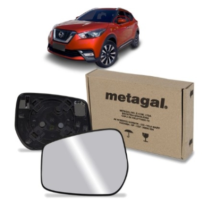 Lente Do Retrovisor Com Base Nissan Kicks Após 2016 Metalizado Lado Esquerdo