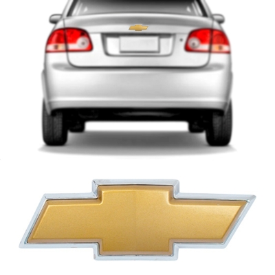 Emblema 'Logo Chevrolet' - Chevrolet Corsa Classic 2009/2016 / Meriva 2009/2012 - Dourado / Fundo Prata / Porta Malas