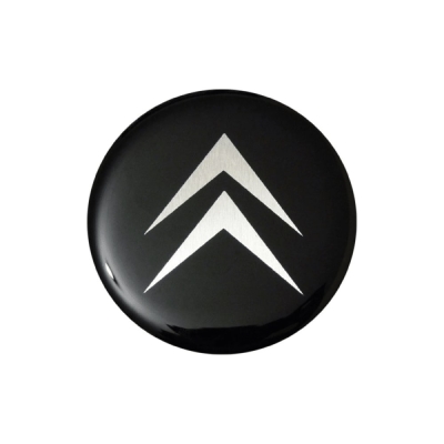 Emblema Resinado Para Calota Da Linha Citroen (55mm) Preto (Jogo Com 4 Peças).