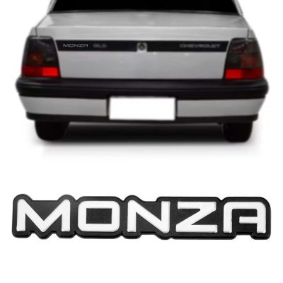 Emblema 'MONZA' - Chevrolet Monza 1991/1996 - Cinza / Fundo Preto