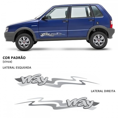 Faixa Decorativa Adesiva Fiat Uno Way 2013 - Sem Corte - Cinza - (Jogo).