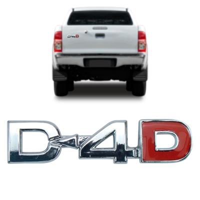 Emblema 'D-4.D' - Toyota Hilux 2005/2015 - Cromado / 'D' Vermelho