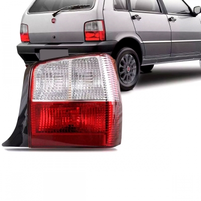 Lanterna Traseira Fiat Uno Fire 2004/2013 | Plástico Vermelho / Cristal | Lado Direito.