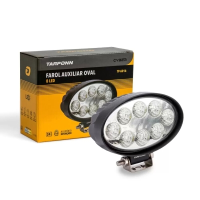 Farol Auxiliar (Led) Oval | Inox | 24w | 8 Leds.