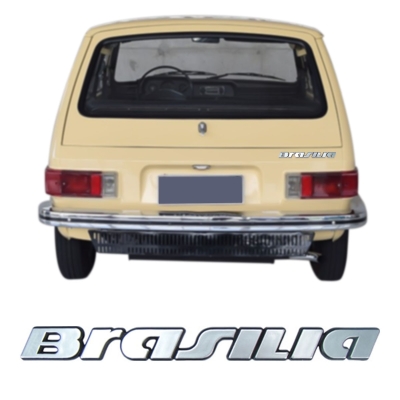 Emblema 'Brasilia' - Volkswagen Brasilia 1990/2000 - Cromado / Fundo Preto