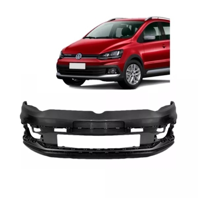 Parachoque Envolvente Dianteiro VW Crossfox / Preto Liso Parcial - Com Furo / Sem Furo Para Milha - 2014/2021