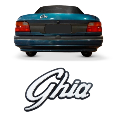 Emblema 'GUIA' - Ford Del Rey / Escort 1983/1994 - Cinza / Fundo Preto