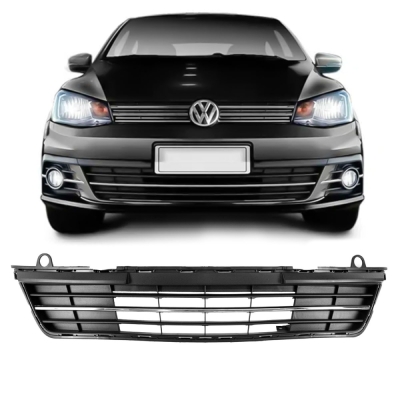 Tela Central Do Parachoque - Volkswagen Gol / Voyage 2016/2017 (G7) - Preta / Com Friso Cromado