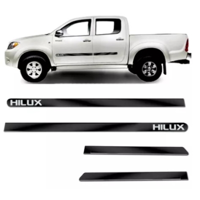 Friso Lateral Personalizado Hilux Até 2012 Preto 4 Peças