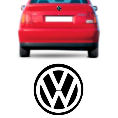 Emblema 'Logo Volkswagen' - Volkswagen Polo 1997/2002 - Cromado / Fundo Preto / Porta Malas