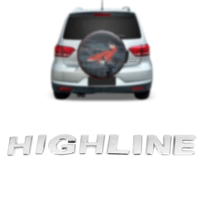 Emblema 'HIGHLINE' - Volkswagen Gol, Voyage, Fox 2012/2020 - Cromado / Traseiro