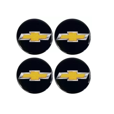 Emblema Resinado Para Calota Da Linha Gm (48mm) Preto (Jogo Com 4 Peças).