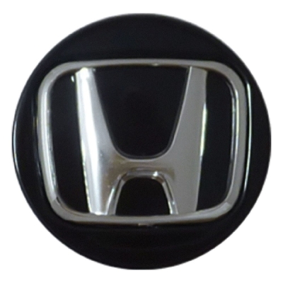 Calota Do Centro De Roda 58mm - Honda Fit / City Original Preta Com Cromado - Emblemax 1015817. (Unidade)