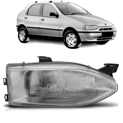 Farol H4 Lente Vidro | Fiat Palio Weekend, Palio Young, Strada, Siena 1996/2000 - Lado Direito