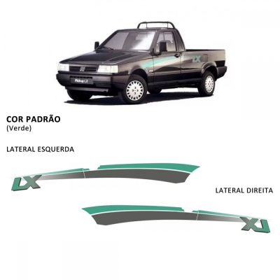 Faixa Decorativa Adesiva Fiat Fiorino (Pick-Up) Lx 1994 - Verde - (Jogo).