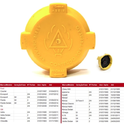 Tampa Do Reservatório Do Radiador - Família Ford / Família Chevrolet - 1,5 Bar