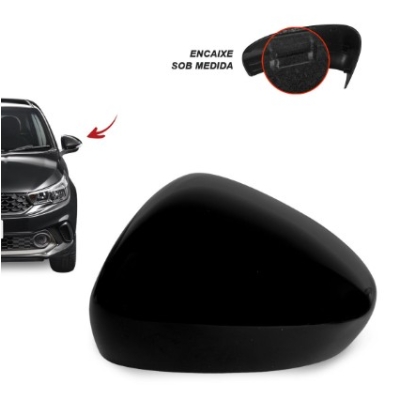 Capa Do Espelho Retrovisor Fiat Argo 2017 A 2020 Preto Liso Controle Remoto Sem Pisca Lado Esquerdo