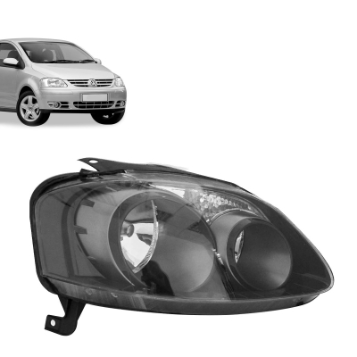 Farol H7/ H3 Foco Duplo Máscara Negra | Vw Fox 2008/2010 - Lado Direito