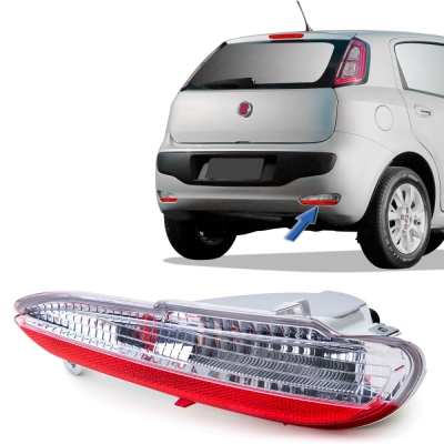 Refletor Parachoque Traseiro - Fiat Punto 2012/2017 - Acrilica Com Luz De Ré Lado Direito