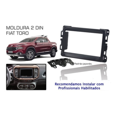 Moldura Do Som/Dvd 2din Fiat Mobi, Toro 2016/2017 - Preto Black Piano - (Padrão Japonês) - Com Suporte Lateral.