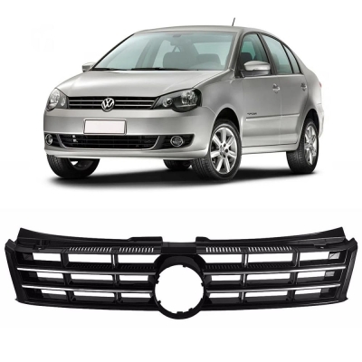 Grade Frontal Do Radiador Para O Modelo Original Do Vw Polo De 2012 Até 2015 - Na Cor Preta Verbena.