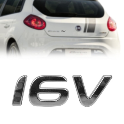 Emblema '16V' - Fiat Grand Siena / Punto / Bravo / Idea 2012/2016 - Cromado