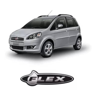 Emblema 'FLEX' - Família Fiat 2004/2009 - Prata / Fundo Preto / Resinado