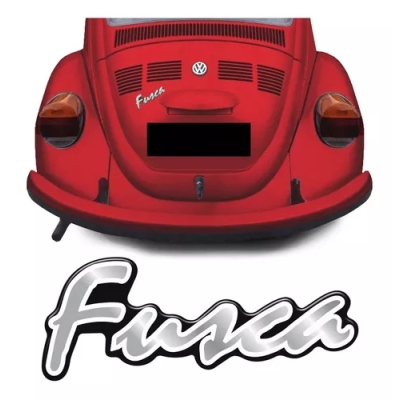 Emblema 'Fusca' - Volkswagen Fusca 1996 - Prata / Resinado