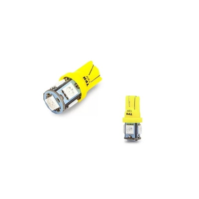 Lâmpada LED Pingo - T10 / 5 Leds / Amarelo / 12v / Unidade