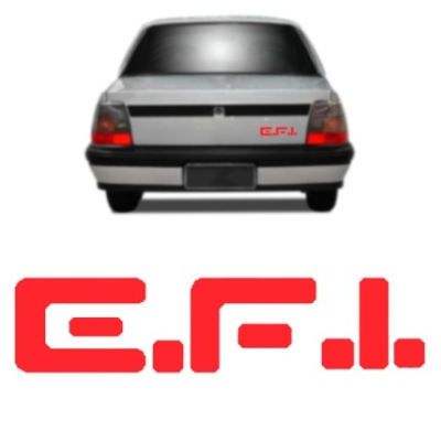 Emblema 'E.F.I.' - Chevrolet Ipanema / Kadett / Monza 1991/1996 - Vermelho / Adesivo
