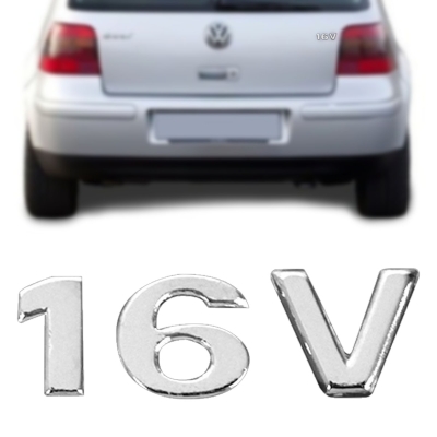 Emblema '16V' - Família Volkswagen G3 2000/2005 - Cromado / Pequeno / Lateral