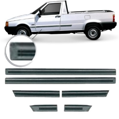Friso Lateral Fiat Fiorino Pick Up 1994 A 1998 Caçamba Longa Largo 60mm Injetado Auto Colante Jogo 6 Peças