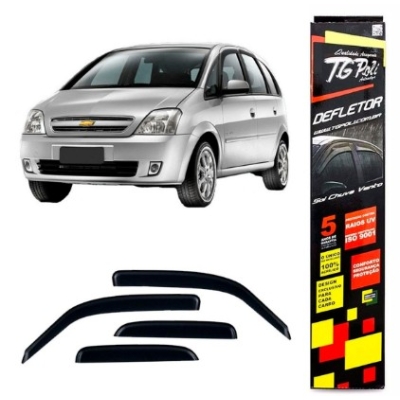 Calha De Porta Gm Meriva 2003 A 2012 4 Portas Acrílica Fume Auto Colante Jogo 4 Peças