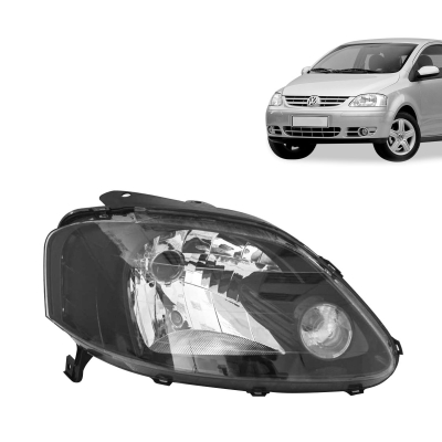 Farol Máscara Negra Foco Simples | Vw Fox 2004/2010 - Lado Direito