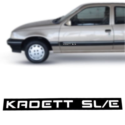 Emblema 'KADETT SL/E' - Chevrolet Kadett SLE 1989/1997 - Prata / Fundo Preto / Par